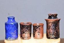 Cups and Vases Multi color Ceramic Hand Painted Art pieces signed Unique 