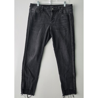 Dear John Ankle Skinny Jeans Distressed Hem Black Wash Denim Women's Size 30