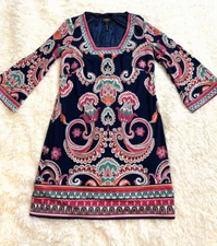 laundry Shelli Segal SHIFT DRESS Retro Groovy Psychedelic Boho Hippie FESTIVAL 2