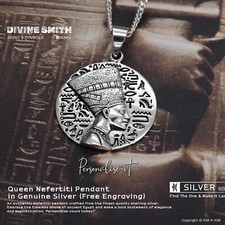 Silver Nefertiti Pendant✔️ Nefertiti Head✔️Queen Egyptian✔️Free Engraving✔️925