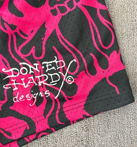 Ed Hardy Mesh Graphic Shorts Christian Audigier Punk Skull Dragon Tattoo S NEW - Picture 3 of 18