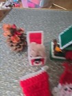 Vtg Plastic Canvas Yarn Christmas Ornaments & Knitted Or Crochet Santa Stockings — photo 5