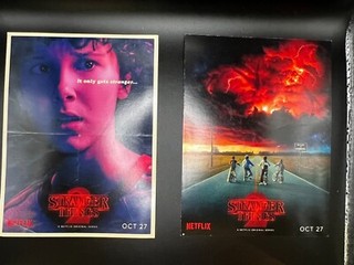 Lot of 2 Netflix Show Stranger Things Promo Cards/ Mini Posters 6"x8"