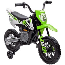 12V Kids Motorcycle W/ Twist Grip Throttle, Rear Suspension, Green