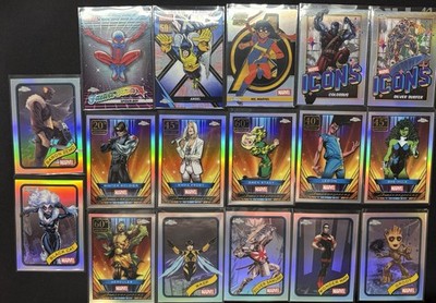 2025 Topps Chrome Marvel Insert Lot 17 Cards No Duplicates