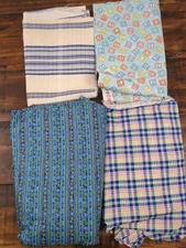 Lot of Fabric, stripes and building blocks, multicolor, 1lb 15oz