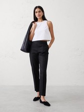 Banana Republic Tapered High Rise Linen-Blend Ankle Pants Black Medium NWT 100