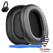Replacement Ear Pads for Sony WH‑1000XM5 - Memory Foam PU Leather Black