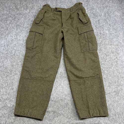 Vintage German Army Pants Mens 33x30 Green Wool Cargo Germany Bundeswehr 1960