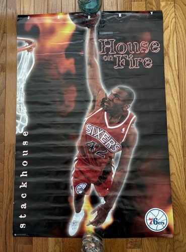 Vintage 1995 JERRY STACKHOUSE POSTER "HOUSE ON FIRE" PHILADELPHIA 76ERS 35”x23”