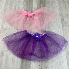 2 Girls Dress Up Costume Tutu Skirt Glitter Purple Small Birthday Halloween