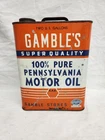 Vintage Gambles Super Quality 100% Pure Pennsylvania Motor Oil 2 Gallon Can Sign