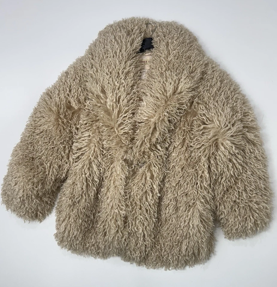 Free People Stargazer Ivory Faux Fur Oversized Jacket Curly Teddy Coat Sz S NWT - Image 3 of 4