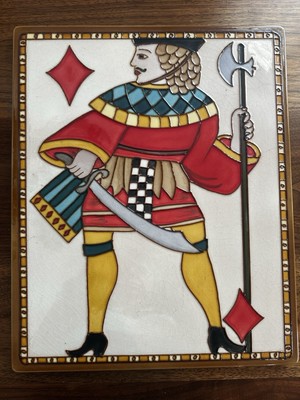 Vintage Rare  King of Diamonds Ceramic Large Glazed Tile Wall Décor 16x13'' Italy