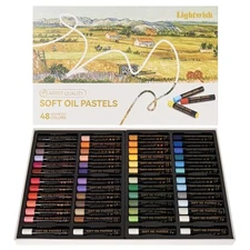 Professional Oil Pastels, 48 Vibrant Colors Plus 4 White, Set of 52, Creamy a...