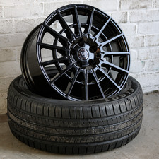4 x 18" FORD TRANSIT CUSTOM TURISMO SUPER-T GLOSS BLACK 8J 5X160 ALLOYS & TYRES