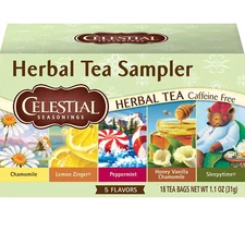 Herbal Tea, Tea Sampler, 18 Count (Pack of 6)