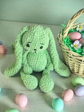 Handmade Crochet Easter Bunny Baby Shower Gift in Mint Green Made in USA