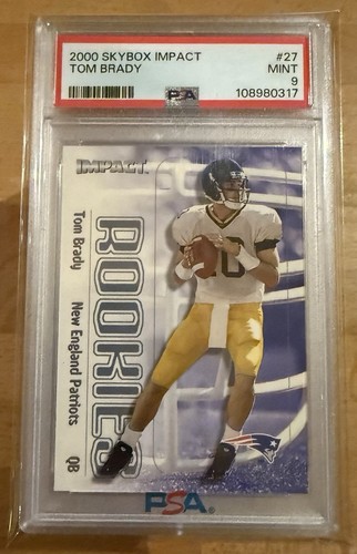 2000 Skybox Impact Football #27 TOM BRADY RC PSA 9 MINT ROOKIE - Bild 3 von 3