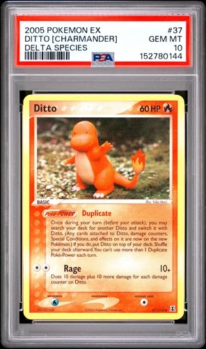 2005 POKEMON EX DELTA SPECIES #37 DITTO [CHARMANDER] PSA 10