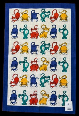 NWT 80s ULSTER WEAVERS Linen Tea Towel POSH PAWS 4468
