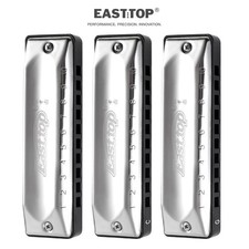 EASTTOP 10Holes Blues Diatonic Mouth Organ Harmonicas Set with 3 keys A C G Gift