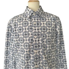 Apt. 9 Slim Fit Mens Size S White/Blue Shirt Premier Flex Slim Fit Untucked Fit