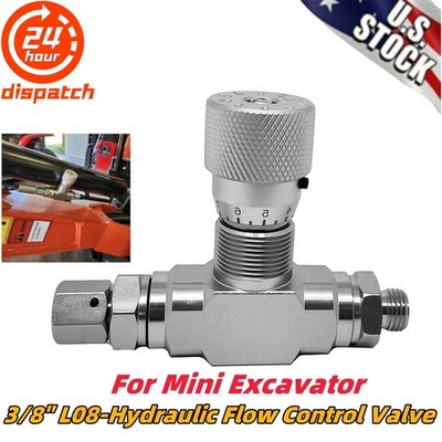 US For Mini Excavator 3/8'' L08 - Hydraulic Flow Control Valve 1PCS