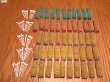 Lot 53 Vtg. Wire Hair Brush Rollers MESH CURLERS Yellow, Coral, Teal Pins