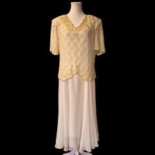 Vintage Jean For Joseph LeBon Ivory Beaded Bodice Dress