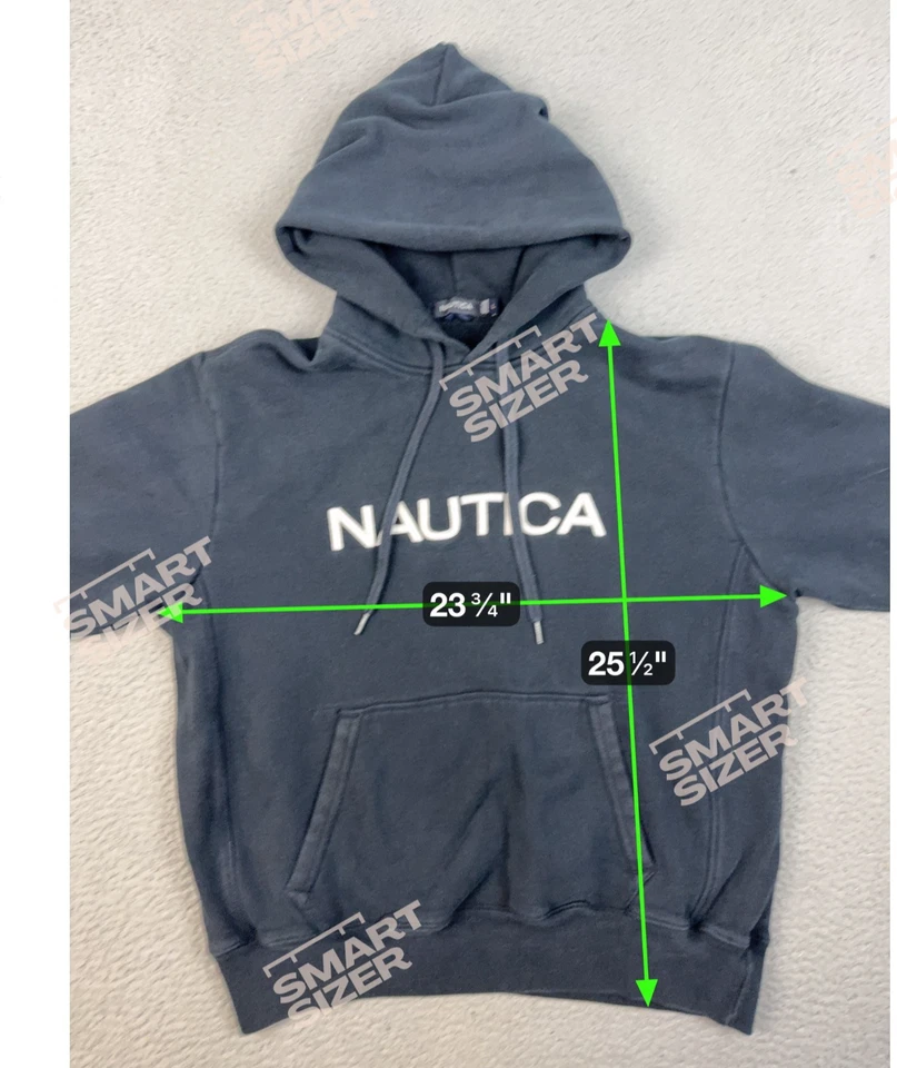 Suéter com capuz vintage náutica anos 90 Y2K clássico logotipo central masculino grande jumper - Imagem 3 de 4