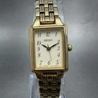 Seiko Tank Watch Women 16mm White Dial Gold Tone 1N01-0FH0 New Battery ZYGF6