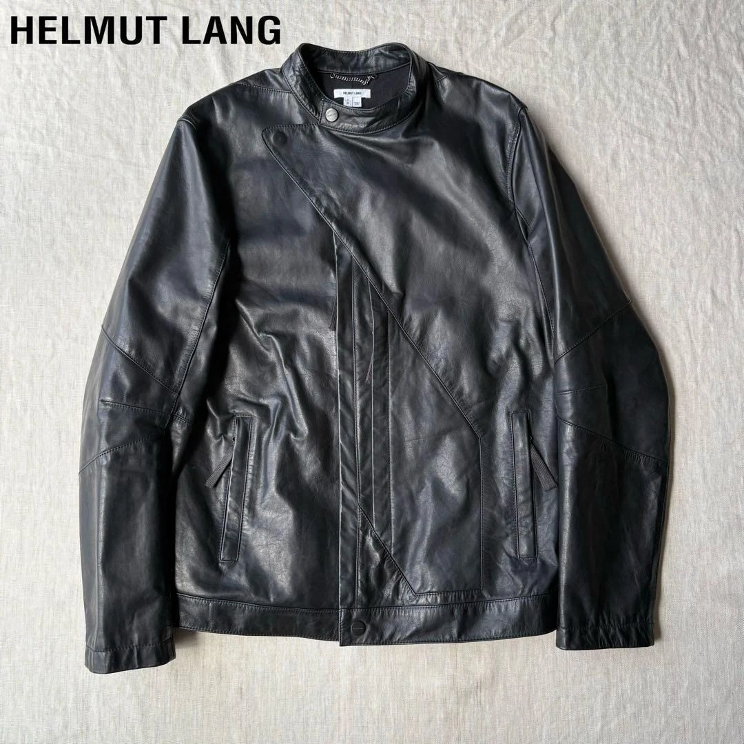 HELMUT LANG Leather Outer Shell Black Coats, Jackets & Vests for