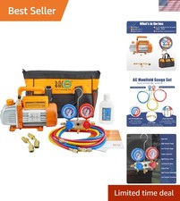 Professional Grade AC Vacuum Pump Kit - 3.6CFM, R410A Compatible with Hoses