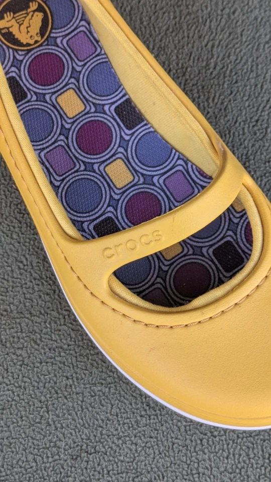 Damen Crocs Gelb Crocband Mary Jane Slipper Größe 7 Top Zustand - Bild 2 von 4