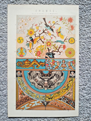Beispiel Emaille - Cloisonne - antiker Druck - 1875