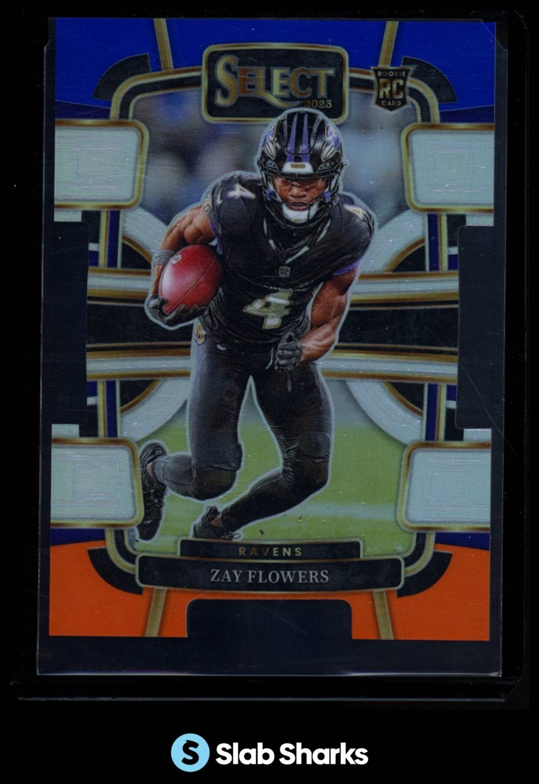 2023 SELECT ZAY FLOWERS BLUE AND ORANGE PRIZMS DIE-CUT RC CONCOURSE ROOKIE /35