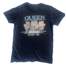 Queen Official Merch Tour 80 Graphic T-Shirt Black Small Rock Band Tee