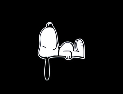 Snoopy Sleeping (facing up) WHITE vinyl decal for car windows 4.3 x 3.5'' USA
