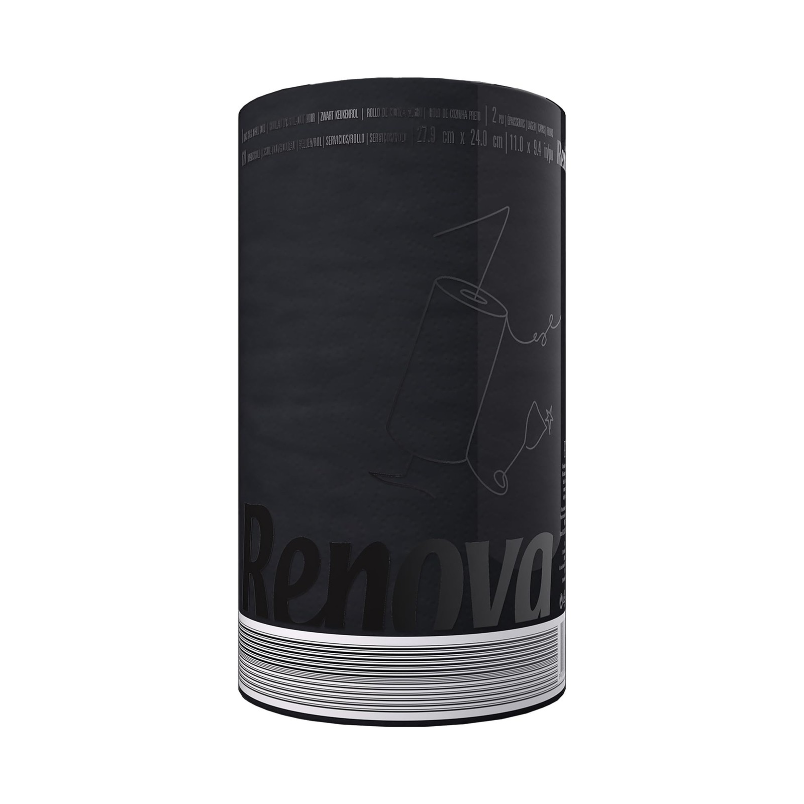 Renova Kitchen Paper Towels, Single Roll, Black, Absorbent  Durable