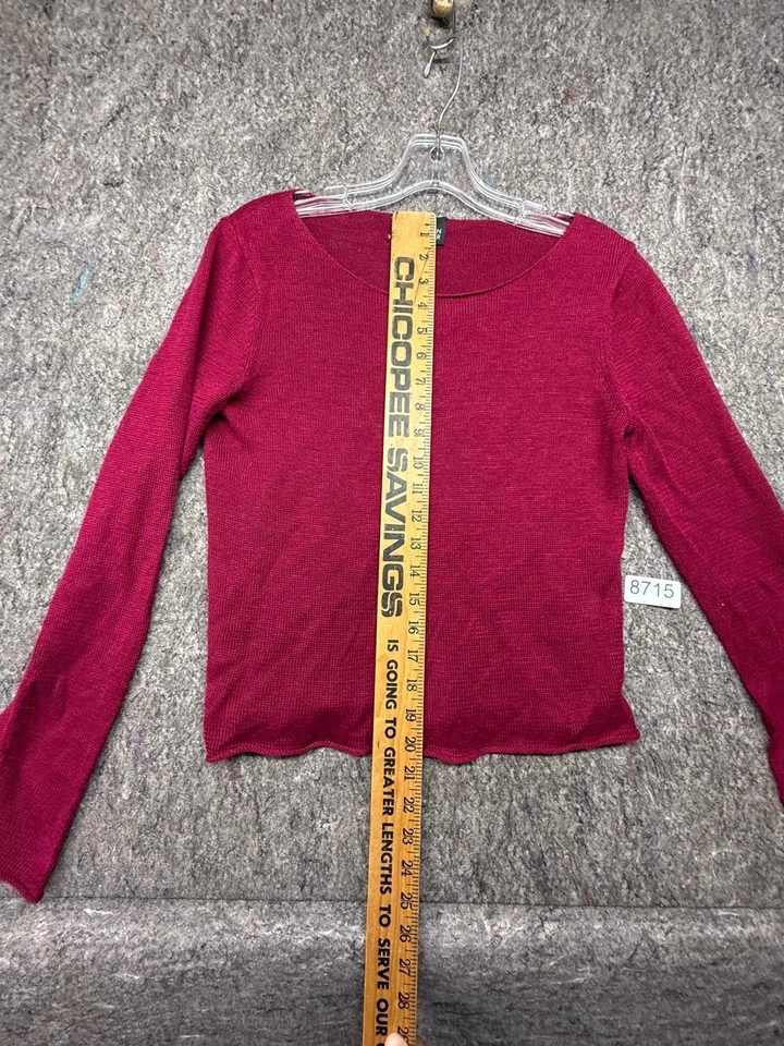 Eileen Fisher Sweater Womens Top Red 100% Linen Lightweight Knit Pullover XS - Image 4 of 4