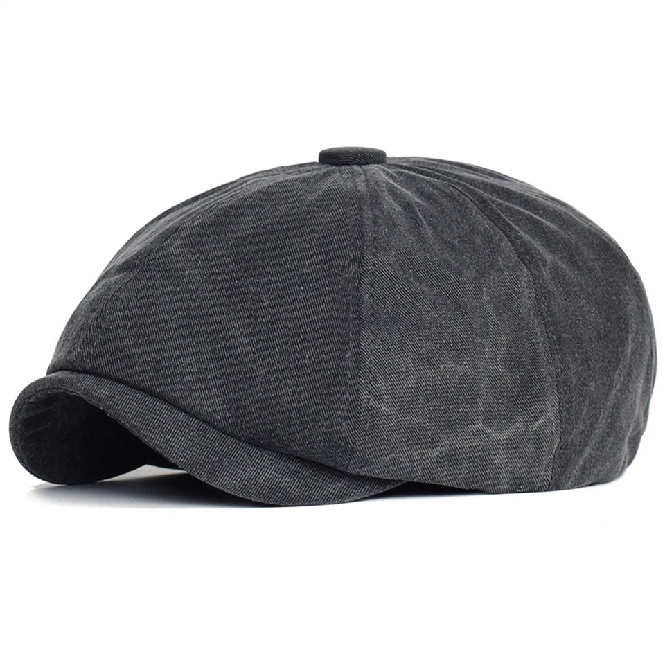 Men Women's Newsboy Cap, Classic Cotton 8 Panel Beret Hat Gatsby Cabbie Flat Hat - Image 4 of 4