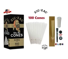 zig zag ultra thin KING size Cone(100PK)+glass cone holder tip+philly tube