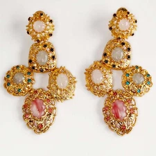 New Zara Stone Drop Statement Earrings Retro Women Party Vacation Jewelry Gift