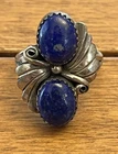 Vintage Navajo Sterling Silver Lapis Native American Ring. Signed L. Size 7.75