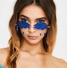 SUNGLASSES RIMLESS CLOUD WITH PENDANTS, FESTIVE ,Gifts for Her, Fashion, UNISEX