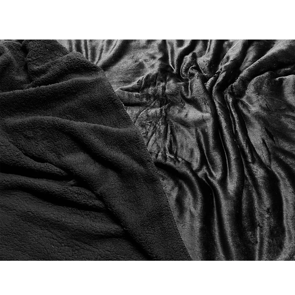 Schwarze Teddy Fleece Decke Bett Sofa Überwurf Bezug Doppellagig 140x180cm - Bild 3 von 3