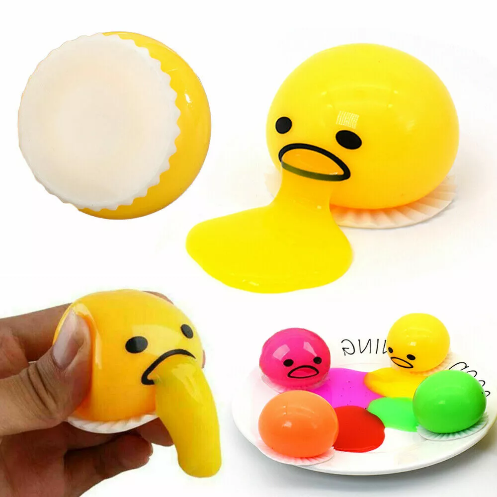 Squishy Puking Egg Yolk Squeeze Ball With Yellow Goop Relieve Stress Relief  Toy