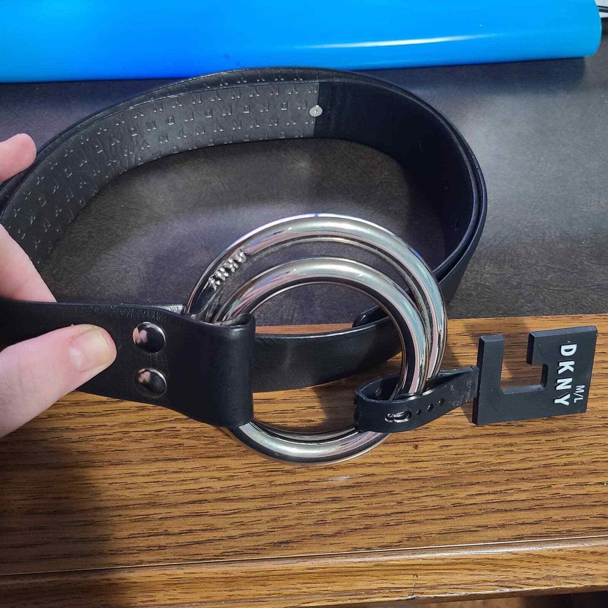 DKNY Double-Ring Pull-Back Leather Belt Black M/L NWT #165  display picture 1