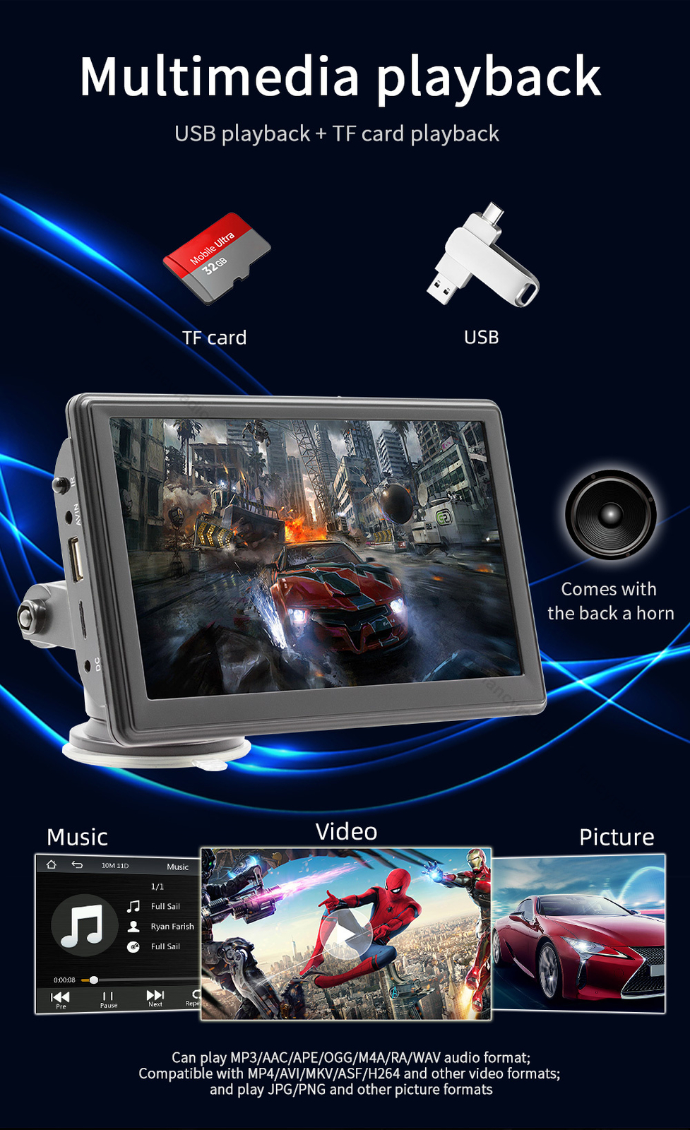 Car Stereo Video Player Wireless Apple Carplay Android Auto Portable